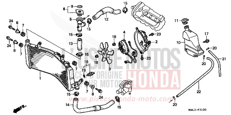 RADIATEUR de CBR600F HEAVY GRAY METALLIC-U (NH194O) 1997