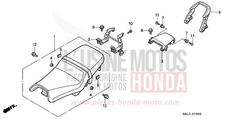SIEGE/MOULURE DE SIEGE de CBR600F SPARKLING RED (R127A) de 1997