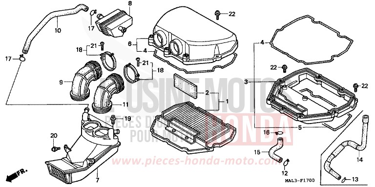 FILTRE A AIR de CBR600F SPARKLING RED (R127A) 1997