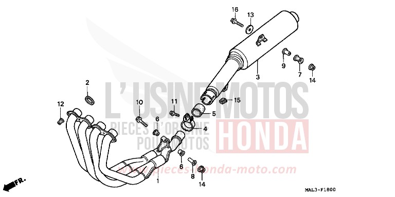 SILENCIEUX D'ECHAPPEMENT de CBR600F SPARKLING RED (R127A) de 1997