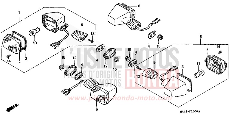 CLIGNOTANT de CBR600F SPARKLING RED (R127A) de 1997