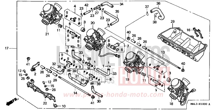 CARBURATEUR (ENS.) de CBR600F TITANIUM METALLIC (YR183Q) 1997