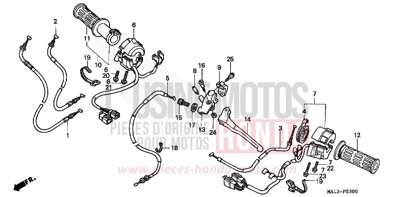 LEVIER DE GUIDON/COMMUTATEUR/CABLE de CBR600F TITANIUM METALLIC (YR183Q) 1997