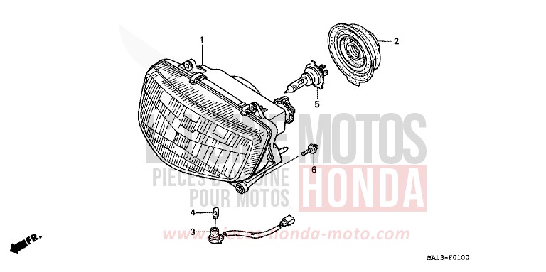PROJECTEUR de CBR600F NOIR (NH1N) de 1998