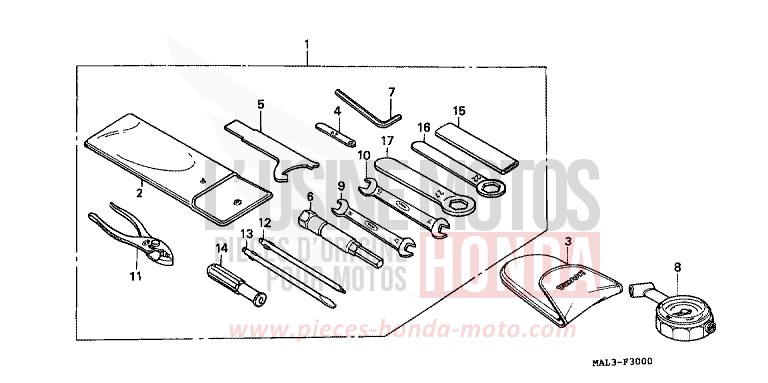 OUTILS de CBR600F NOIR (NH1N) de 1998