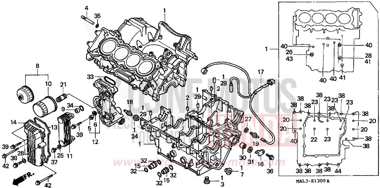 CARTER MOTEUR de CBR600F SPARKLING RED (R127A) 1998