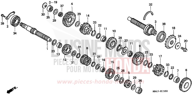 BOITE DE VITESSES de CBR600F SPARKLING RED (R127A) 1998