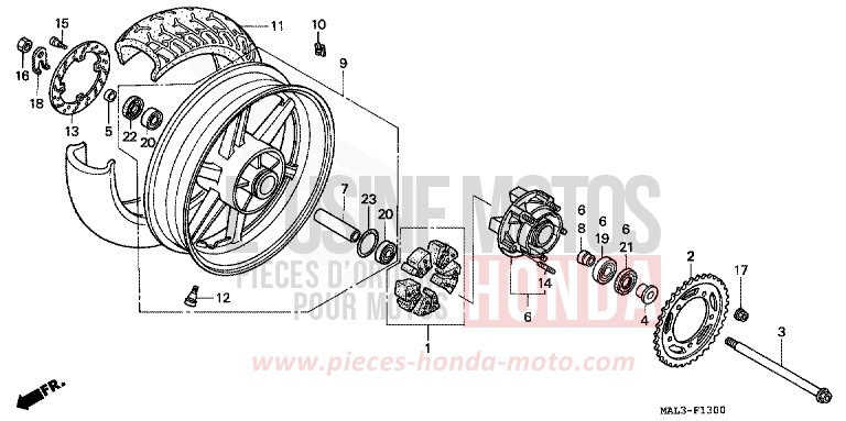 ROUE ARRIERE de CBR600F SPARKLING RED (R127A) 1998