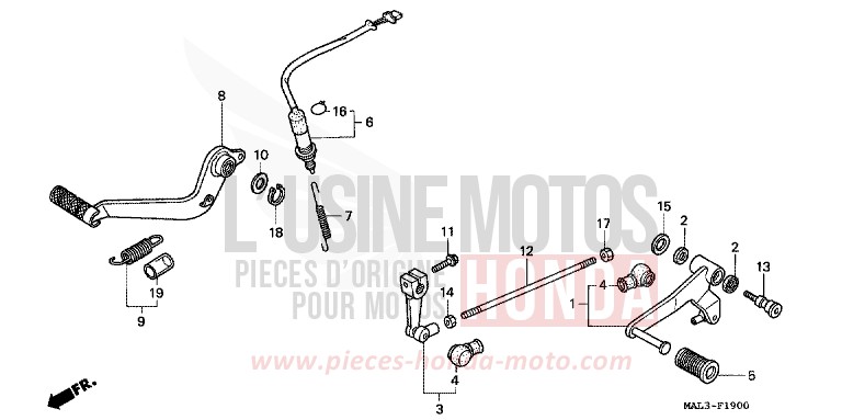 PEDALE DE FREIN/PEDALE DE CHANGEMENT de CBR600F SPARKLING RED (R127A) 1998