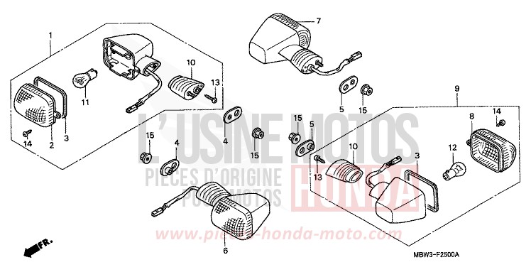 CLIGNOTANT (1) de CBR600F NOIR (NH1) de 1999