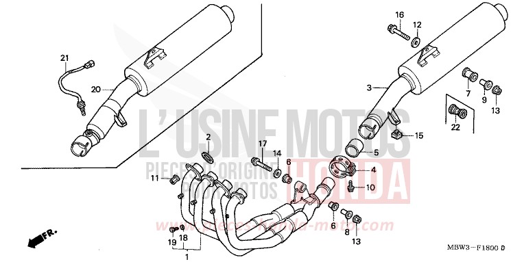SILENCIEUX D'ECHAPPEMENT de CBR600F PEARL SHINING YELLOW (Y124) de 1999