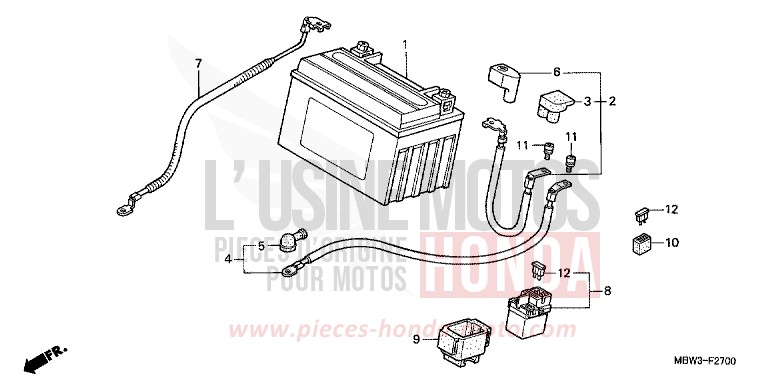 BATTERIE (1) de CBR600F PEARL SHINING YELLOW (Y124) de 1999