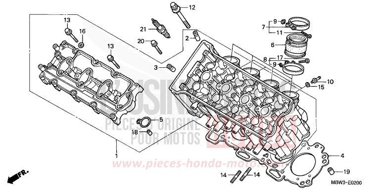 CULASSE (1) de CBR600F SPARKLING RED (R127) 1999