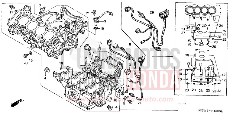 CARTER MOTEUR de CBR600F SPARKLING RED (R127) 1999