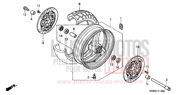 ROUE AVANT (1) de CBR600F SPARKLING RED (R127) 1999