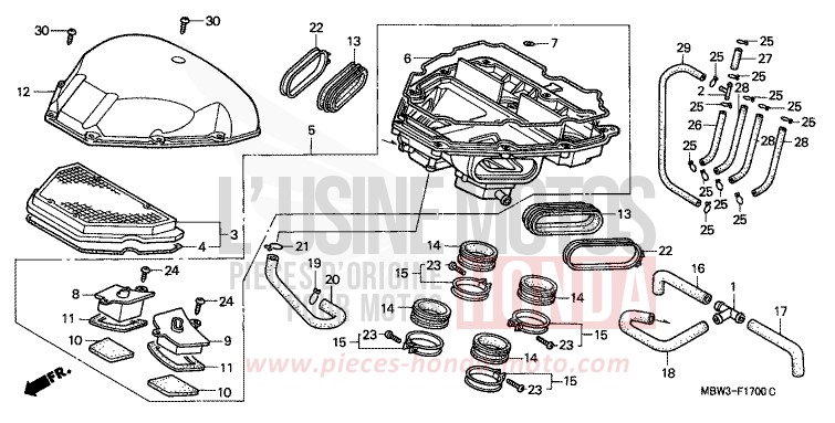 FILTRE A AIR (1) de CBR600F SPARKLING RED (R127) 1999