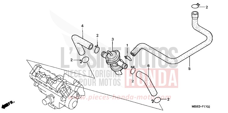 COMMANDE INJECTION D'AIR SOUPAPE (1) de CBR600F BLACK (NH1Y) de 2000