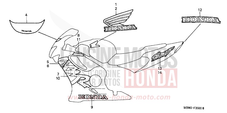 RAYURE (1) de CBR600F BLACK (NH1Y) de 2000