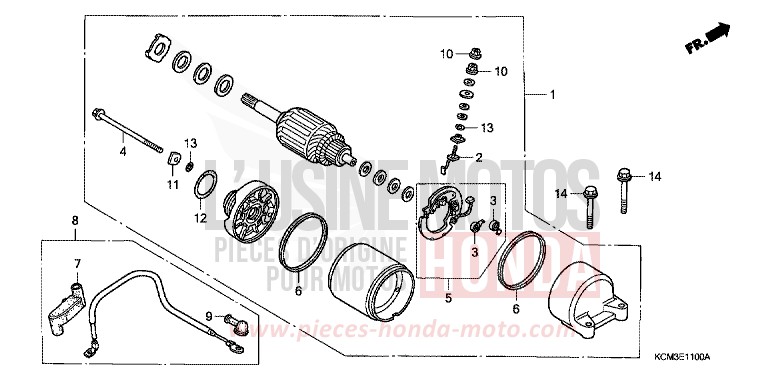 MOTEUR DE DEMARRAGE de XLR125R NOIR (NH1A) 1998