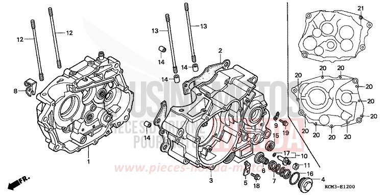 CARTER MOTEUR de XLR125R NOIR (NH1A) de 1998