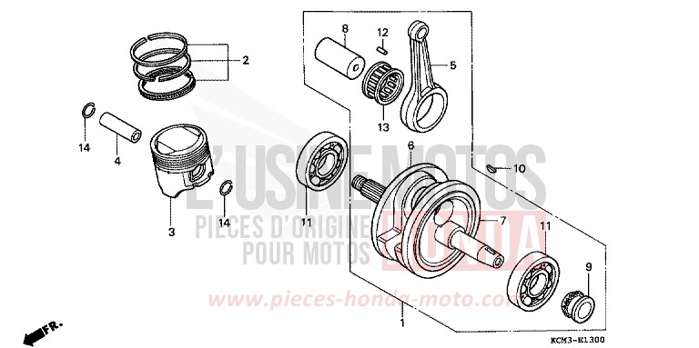 VILEBREQUIN/PISTON de XLR125R NOIR (NH1A) de 1998