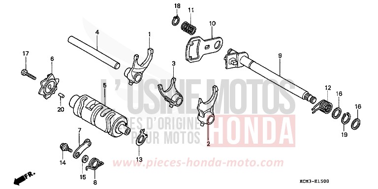 BARILLET DE SELECTION de XLR125R NOIR (NH1A) de 1998