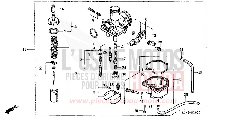 CARBURATEUR de XLR125R NOIR (NH1A) de 1998
