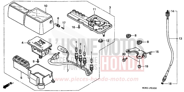 COMPTEUR de XLR125R NOIR (NH1A) 1998