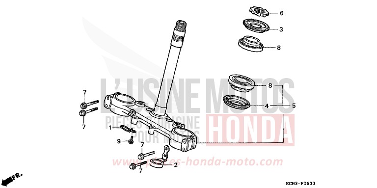 TIGE DE DIRECTION de XLR125R NOIR (NH1A) 1998