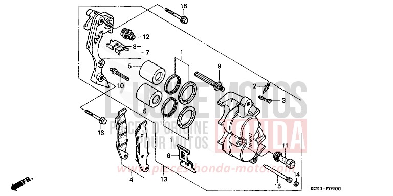 ETRIER DE FREIN AVANT de XLR125R NOIR (NH1A) 1998