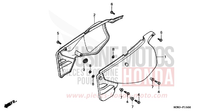 COUVERCLE LATERAL de XLR125R NOIR (NH1A) de 1998