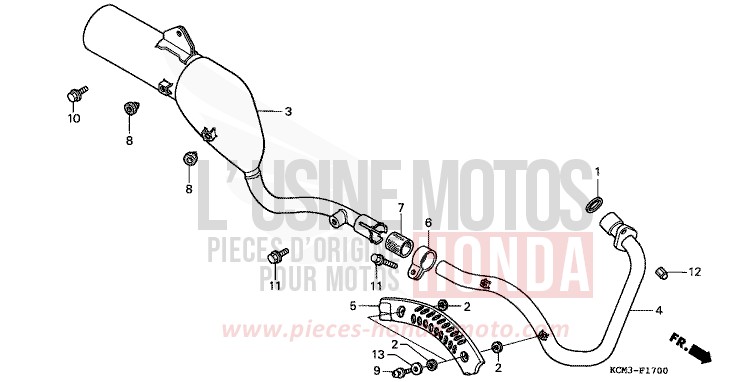 SILENCIEUX D'ECHAPPEMENT de XLR125R NOIR (NH1A) 1998