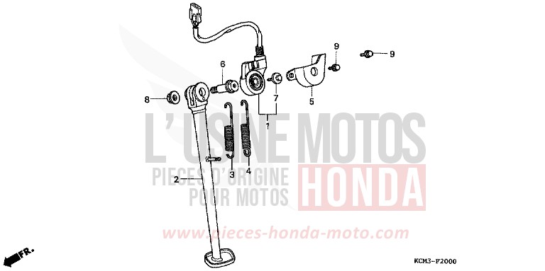 BEQUILLE de XLR125R NOIR (NH1A) de 1998