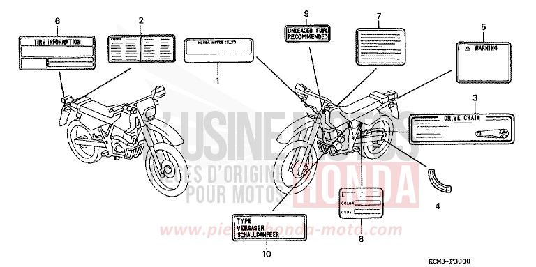 ETIQUETTE DE PRECAUTIONS de XLR125R NOIR (NH1A) de 1998