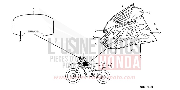 MARQUE/RAYURE de XLR125R NOIR (NH1A) de 1998