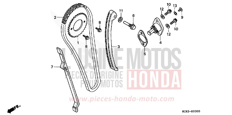 CHAINE A CAMES/TENDEUR de XLR125R SHASTA WHITE (NH138K) de 1998