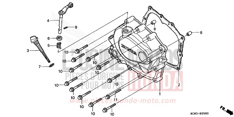 PANNEAU CARTER-MOTEUR D. de XLR125R SHASTA WHITE (NH138K) de 1998