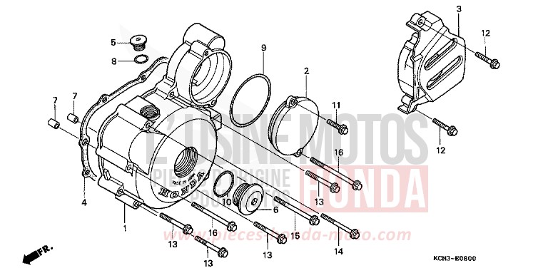 PANNEAU CARTER-MOTEUR G. de XLR125R SHASTA WHITE (NH138K) 1998