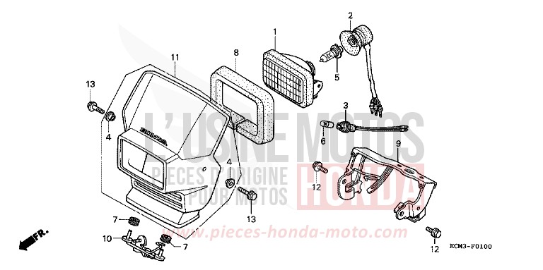 PROJECTEUR de XLR125R SHASTA WHITE (NH138K) de 1998