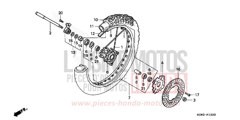 ROUE AVANT de XLR125R SHASTA WHITE (NH138K) 1998