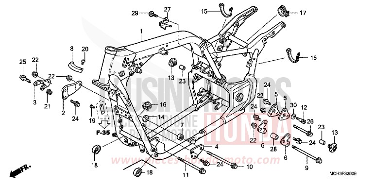 CARROSSERIE DE CHASSIS de VTX1800C BLOODSTONE RED METALLIC (R287) 2005