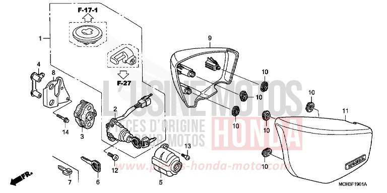 COUVERCLE LATERAL (VTX1800C15/6/7/8) de VTX1800C NOIR (NH1) 2006