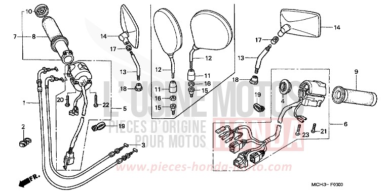 CONTACTEUR DE POIGNEE (VTX1800C2/3/4) de VTX1800C NOIR (NH1) 2002