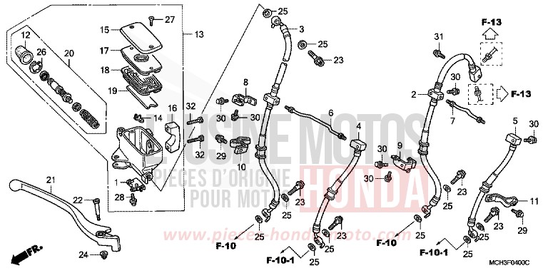 MAITRE-CYLINDRE FREIN AV. de VTX1800C NOIR (NH1) 2002