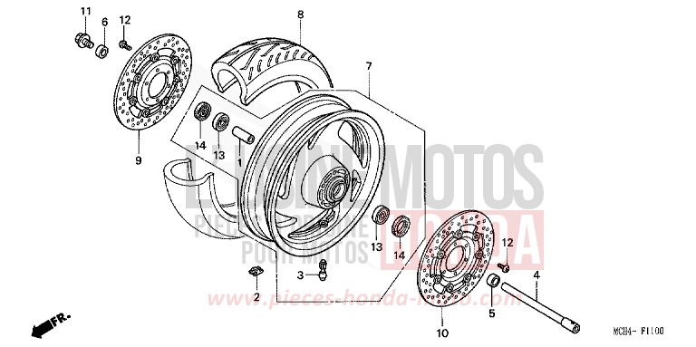 ROUE AVANT de VTX1800C NOIR (NH1) 2002