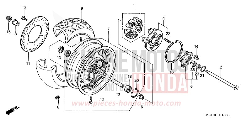 ROUE ARRIERE de VTX1800C NOIR (NH1) 2003