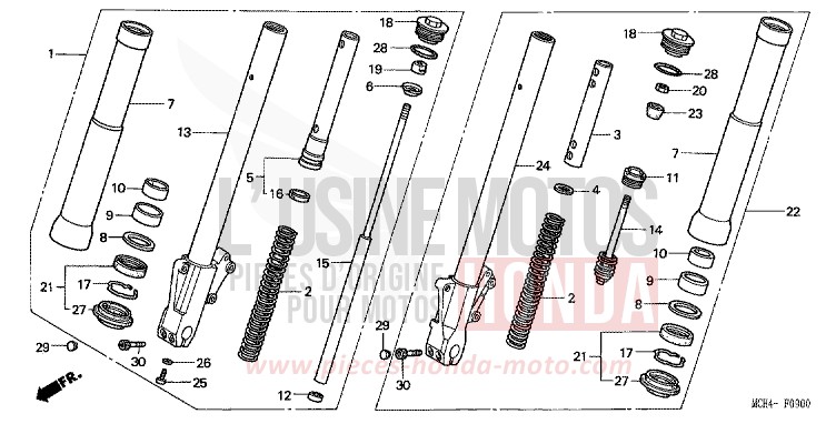 FOURCHETTE AVANT de VTX1800C DURANGO RED METALLIC (R274) 2003