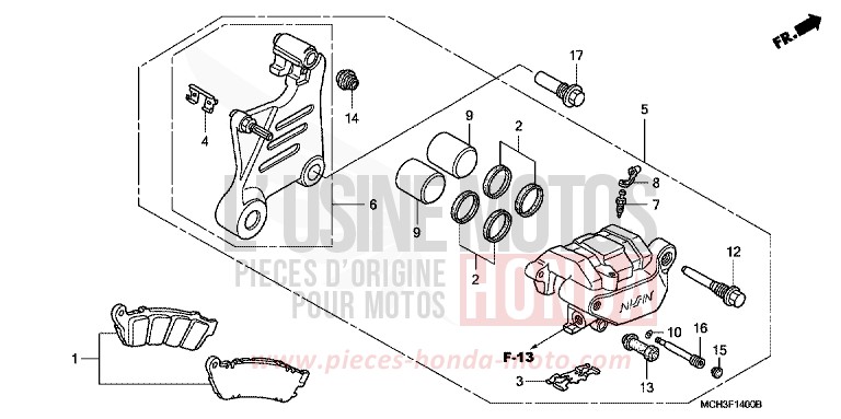 ETRIER DE FREIN ARRIERE (VTX1800C2/3/4) de VTX1800C DURANGO RED METALLIC (R274) 2003