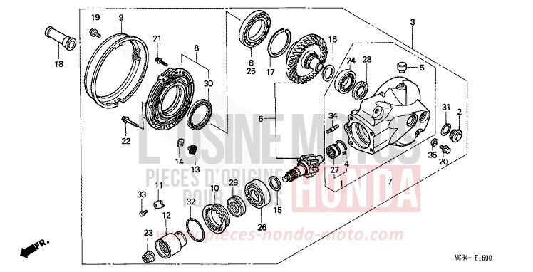 ENGRENAGE MENE DE SORTIE de VTX1800C DURANGO RED METALLIC (R274) 2003