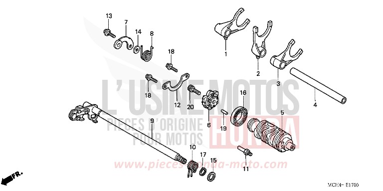 BARILLET DE SELECTION de VTX1800C NOIR (NH1) 2004